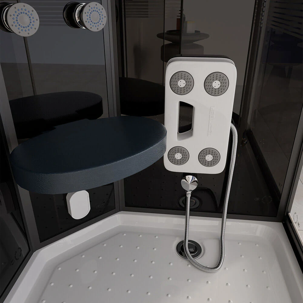 Masážní box s párou Černá Perla 120X80 - levé provedení
