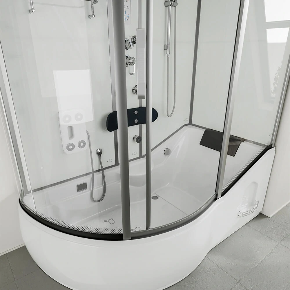 Masážní box s vanou 2v1 - 170x90cm bílá, levé provedení