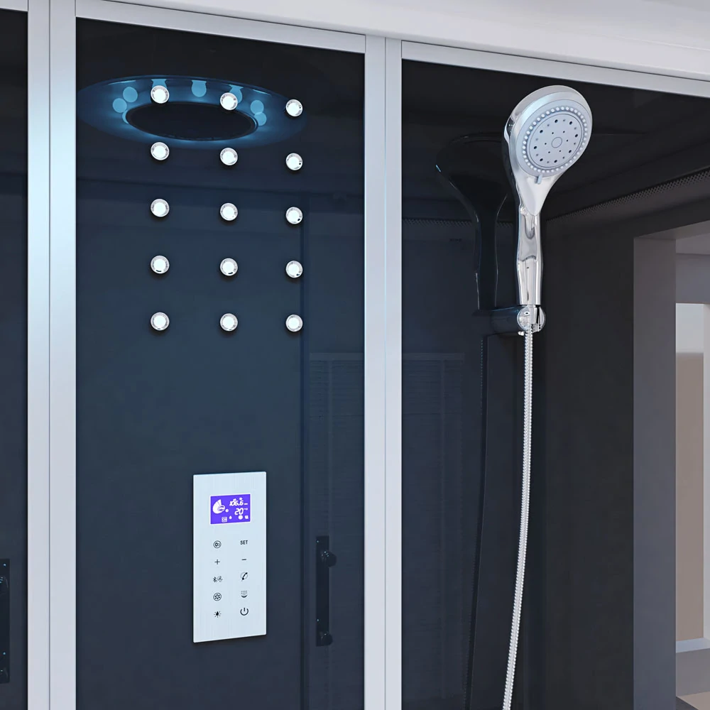 Parní box s vířivkou Diamant XL černý - 190x100cm