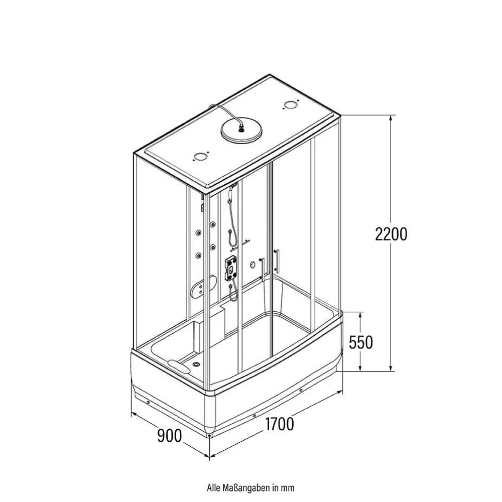 Parní box s vířivkou Diamant černý - 170x90cm