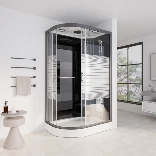 Masážní box s párou Černá Perla 120X80 - levé provedení