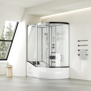 Masážní box s vanou 2v1 - 170x90cm bílá, pravé provedení